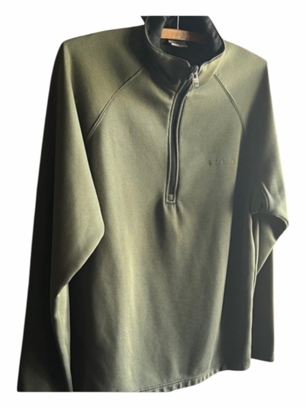 Columbia Classic Breathable Men's Olive 3/4 Zip-Up Long Sleeve Performance Shirt